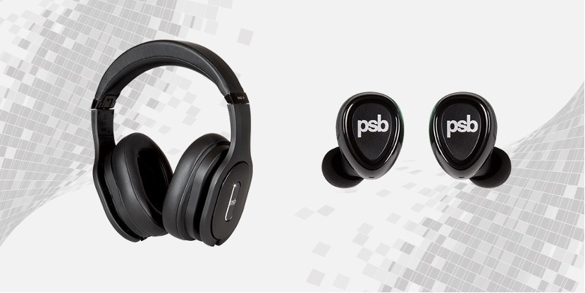 The new wireless PSB M4U 9 (left) and M4U TWM (right) headphones