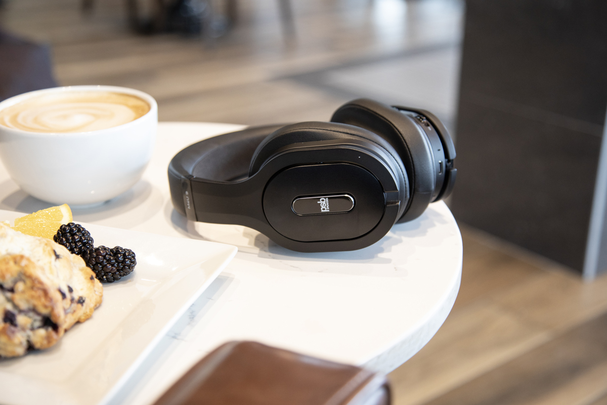 PSB M4U 9 headphones in a lifestyle setting