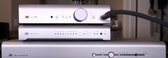 Schiit Audio Lyr 3 Fusion Architecture™ Headphone Amp and Preamp, the Schiit Audio Gungnir 2 Balanced Multiform™ DAC, and the Schiit Audio Skoll F Balanced Discrete Class A Zero Feedback Remote Control Phono Preamp